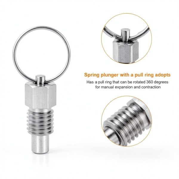 Spring Plunger HARFINGTON 3Pcs M12x1.75 Stainless Flat Head Pull Ring-3